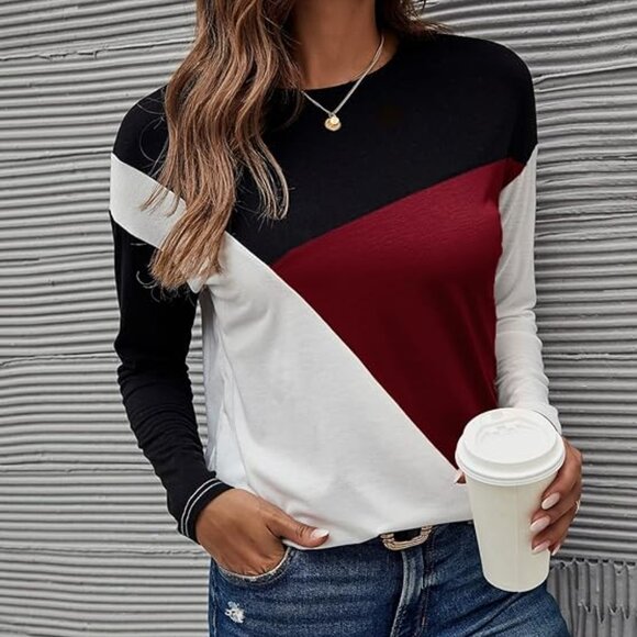 🔺 Colorblock Long Sleeve Shirt – Geometric Minimalist 🔺 - Picture 4 of 6